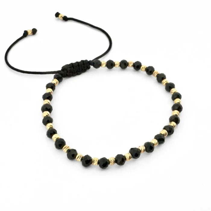 Brățară Reglabilă Onix Aurie – Placată cu Aur 14K